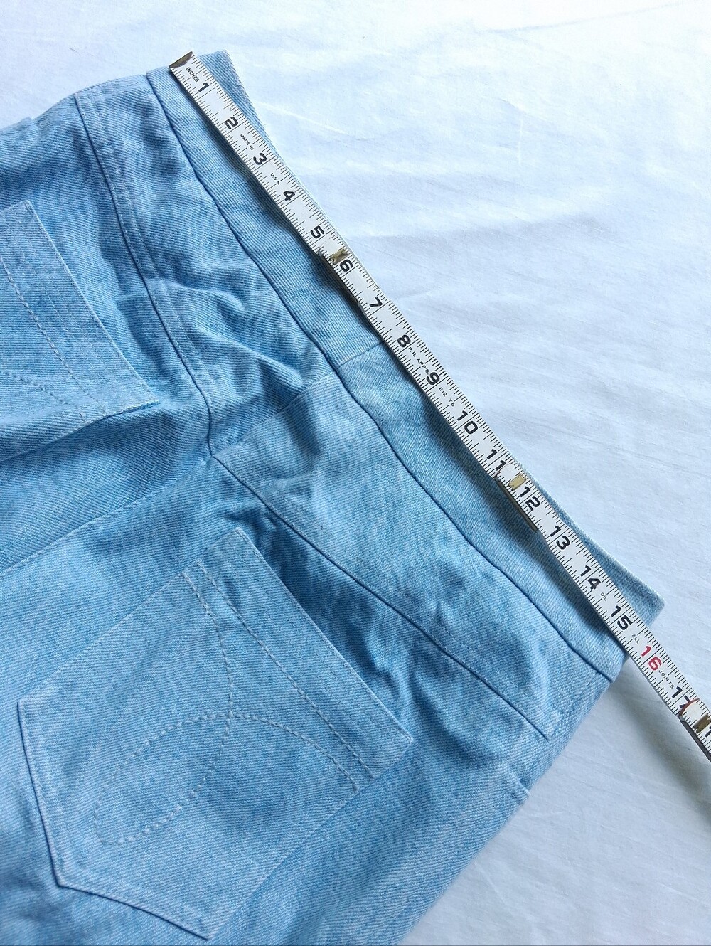 Vintage 90s denim jeans light wash super high waist 15 inch rise tapered leg - Picture 13 of 14